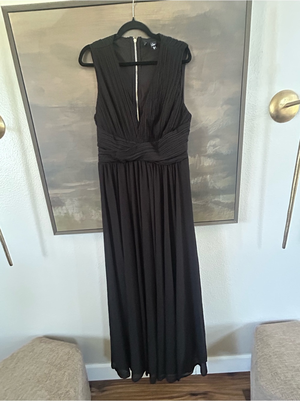 NWOT Lulus Black Pleated V-Neck Sleeveless Maxi Dress - Picture 2 of 10
